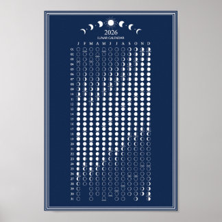 2026 Månfas Lunar Cycles Kalender Minimalist Poster
