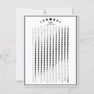 2026 Månfas Lunar Cycles Kalender Minimalist Vykort