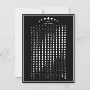 2026 Månfas Lunar Cycles Kalender Minimalist Vykort