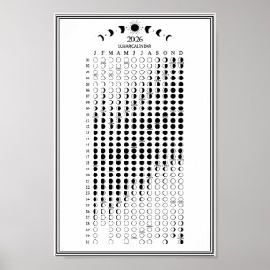 2026 månfas måncykelkalender minimalistisk poster
