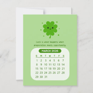 2026 Mars Månatlig Kawaii Motiverande Kalender Vykort