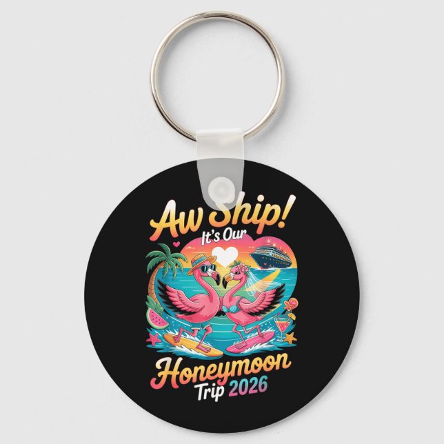 2026 Matchande Bröllopsresa Flamingo Brud Nyckelring (Framsida)