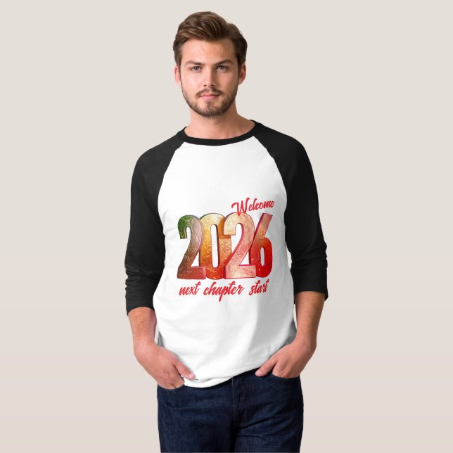 2026 MENS BASIC 3/4 SLEEVE RAGLAN TSHIRT T SHIRT (Hel framsida)