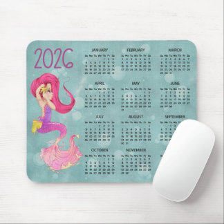 2026 Mermaid Desk Calendar Mouse Pad Musmatta
