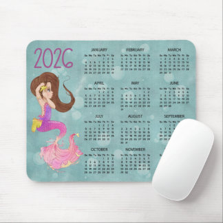 2026 Mermaid Desk Calendar Mouse Pad Musmatta