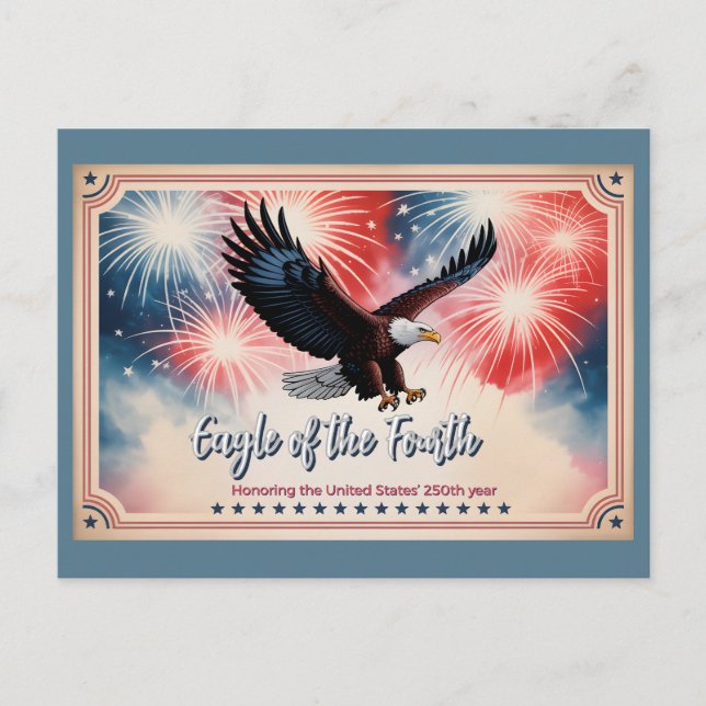 2026 Mini Calendar Firework, "Eagle of the Fourth" Vykort (Framsida)