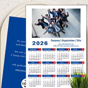 2026 - Minimalistisk Blue - Calendar Business Phot Julkort