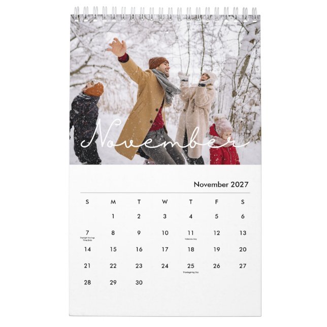 2026 Minimalistiskt manus Anpassad foto Kalender (Nov 2027)
