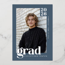 2026 Modern Blå 4 Foto Examen Silver