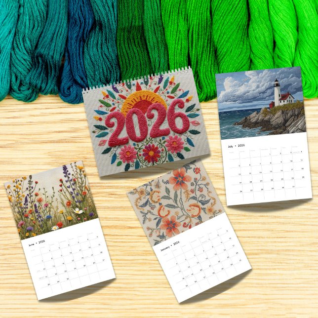 2026 Modern Broderi Konst | Estetik  Kalender (Skapare uppladdad)