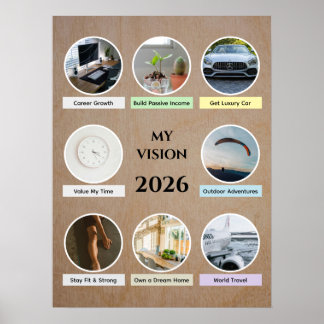 2026 Modern Circle Photo Vision Board Poster