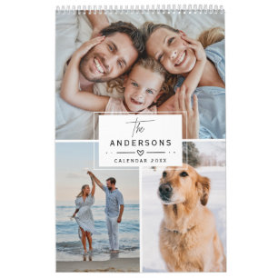2026 Modern Elegant Anpassad Familjefoto Collage Kalender