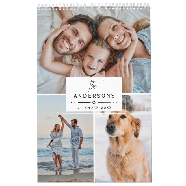 2026 Modern Elegant Custom Family Photo Collage Kalender (Omslag)