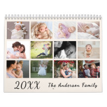 2026 Modern Familjefoto Kalender – svart & vitt