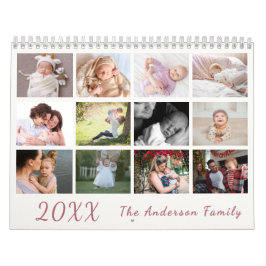 2026 Modern Family Photo Calendar – Pink & white Kalender