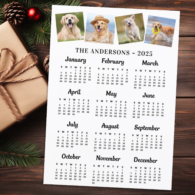 2026 Modern Fullt År 12 månaders kalender 4 foton Julkort (Skapare uppladdad)