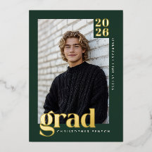 2026 Modern Green 4 Photo Graduation Gold
