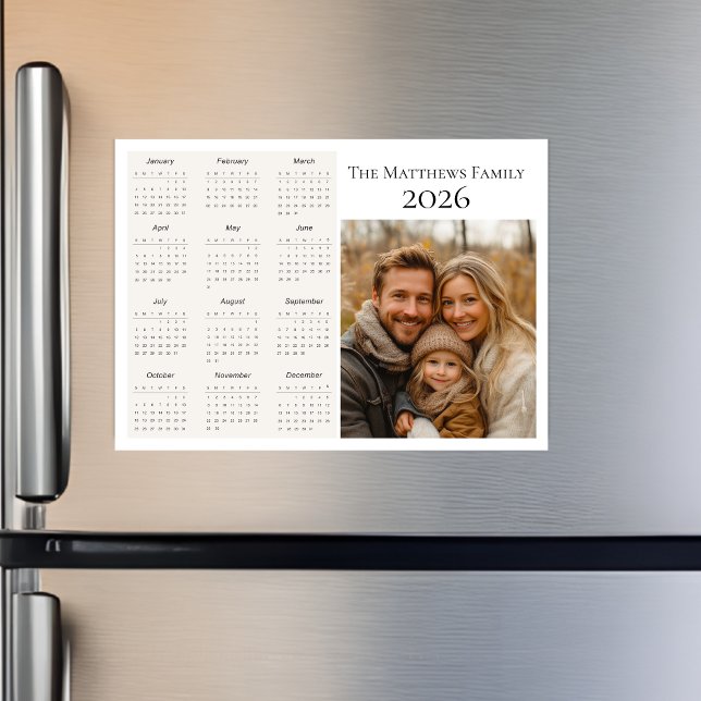 2026 Modern Landskaps Semester Fotokalender (2026 Modern Landscape Holiday Photo Calendar Magnet)
