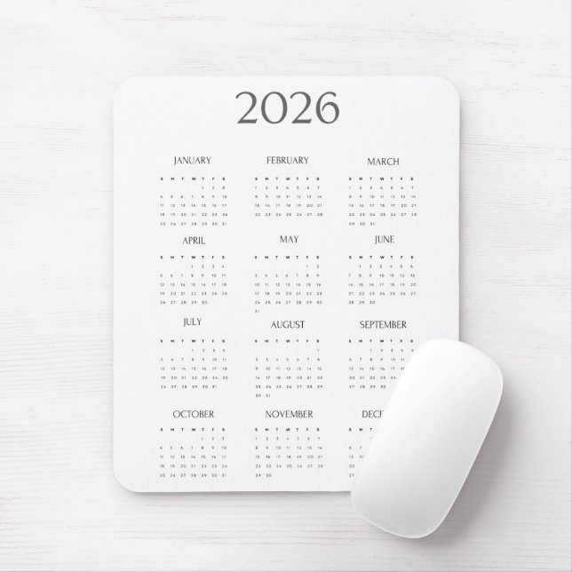 2026 Modern Minimalist Mini Calendar Musmatta (Med mus)