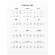 2026 Modern minimalistisk utskrivbar kalender i sv