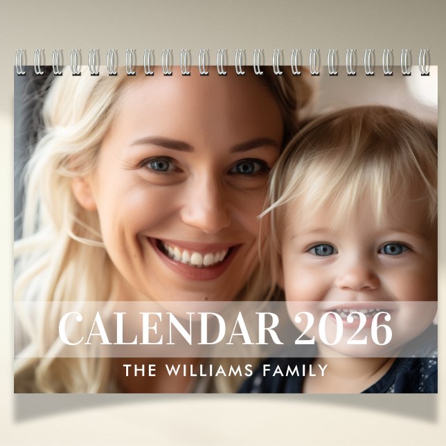 2026 Modern Skapa foto för din egen Anpassningsbar Kalender (2026 family photo calendar)