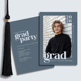 2026 Modern Slate Blue Graduation Party Inbjudningar