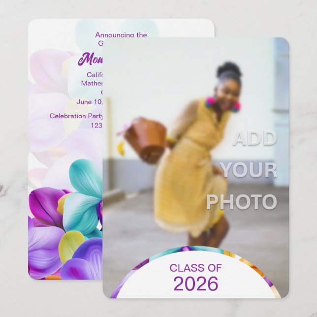 2026 Modern Stilfull Utexamens Fotoinbjudan Inbjudningar (Fram/baksida)