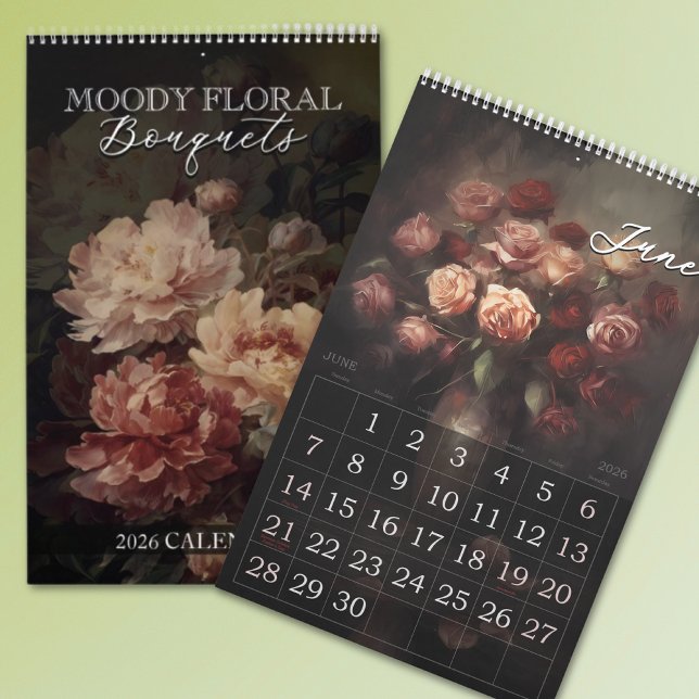 2026 moody floral bouquets kalender (Skapare uppladdad)