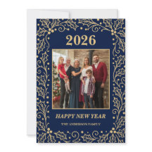 2026 Navy & Antik-Guld Familj Nyår Foto
