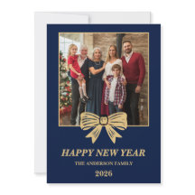 2026 Navy & Gold Bow Familj Nyår Foto