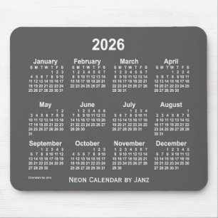 2026 Neon Charcol Calendar från Janz Musmatta