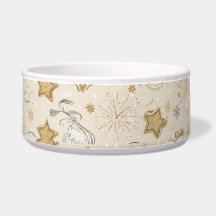 2026 New Year Cat Bowl – Gold Stars & Paw Prints