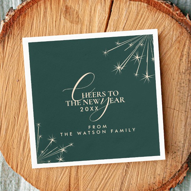 2026 New Year Classy Modern Typography Green Pappersservett (Skapare uppladdad)