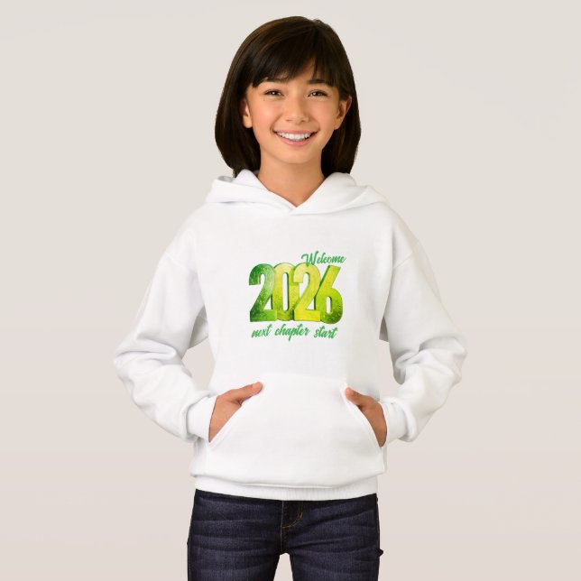 2026 NEW YEAR KIDS PULLOVER HOODIE T SHIRT (Hel framsida)