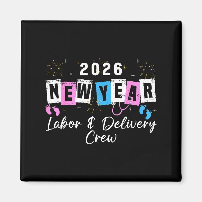 2026 New Year Labor And Delivery Nurse Fireworks E Magnet (Framsidan)
