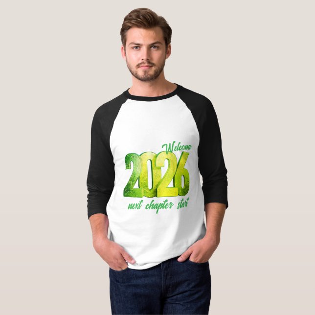 2026 NEW YEAR MENS 3/4 SLEEVE RAGLAN T-Shirt (Hel framsida)
