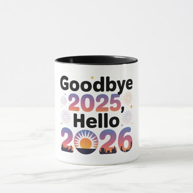 2026 New Year Sunset Celebration Coffee Mug Mugg (Center)