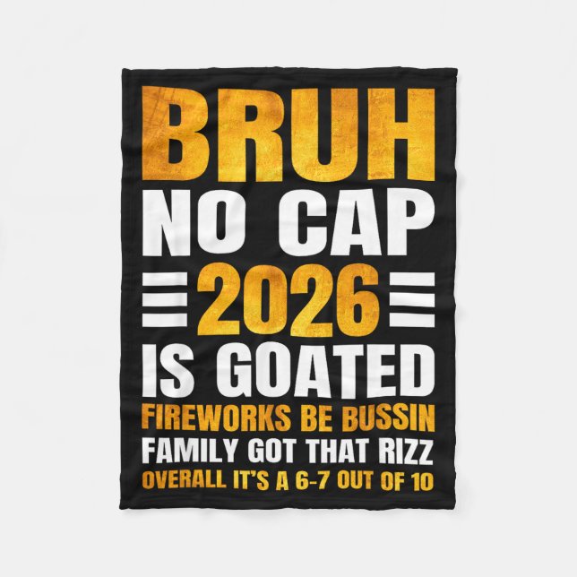 2026 New Year's Bruh No Cap Countdown Bussin Funny Fleecefilt (Framsidan)