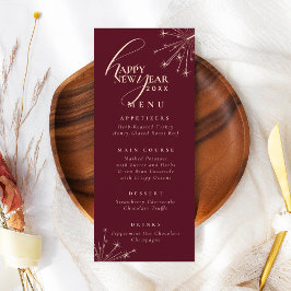 2026 New Years Modern Festive Maroon Typography Inbjudningar
