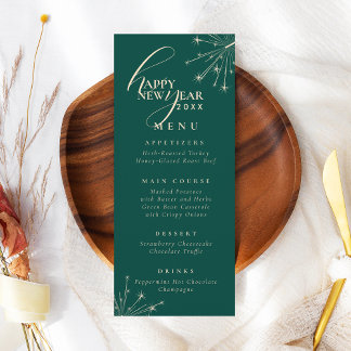 2026 New Years Modern Festive Teal Typography Inbjudningar