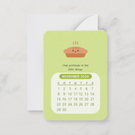 2026 November Månatlig Kawaii Motiverande Kalender Anteckningskort