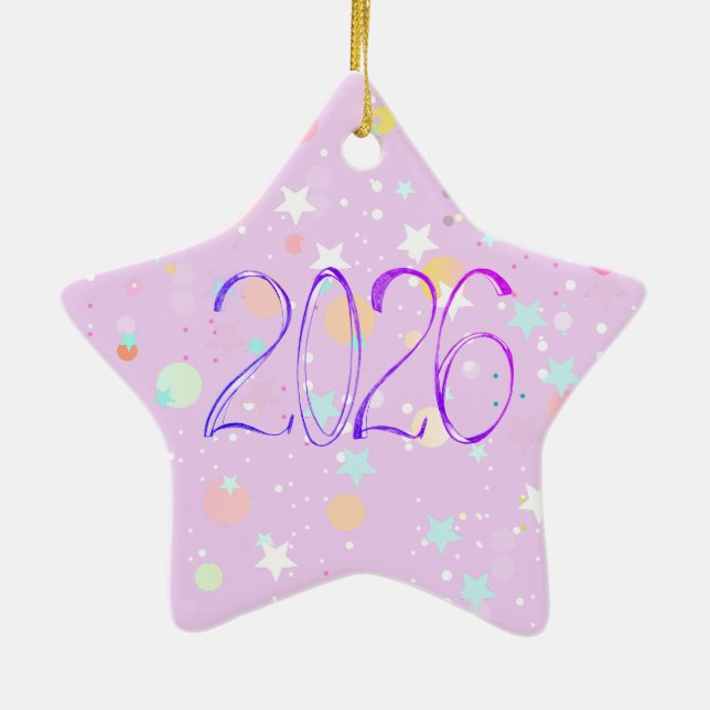 2026 nummer nyårsteckning söt pastell Ornament (Baksidan)