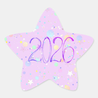 2026 nummer nytt år sött rosa lila stjärnformat klistermärke