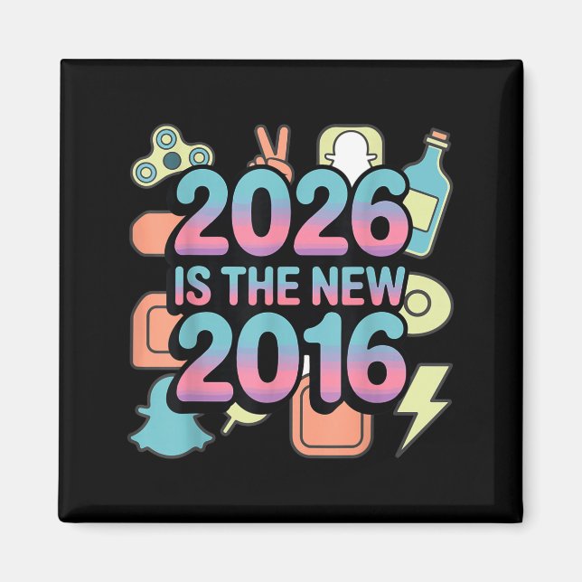 2026 Ny 2016 Retro Nostalgi Illustration Magnet (Framsidan)