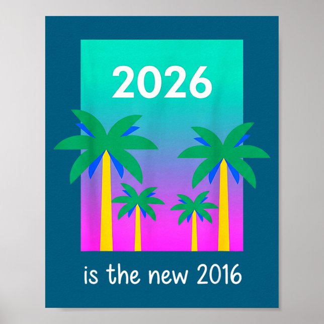 2026 Ny 2016 Vaporwave Palm Illustration Poster (Framsidan)