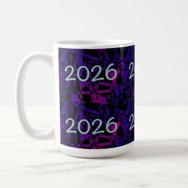 2026 Nyår Nya år lila roligt nummer Kaffemugg (Vänster)