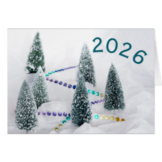 2026 nyår och julgranar strassar önskan hälsningskort