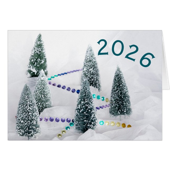 2026 nyår och julgranar strassar önskan hälsningskort (Framsidan Horizontal)