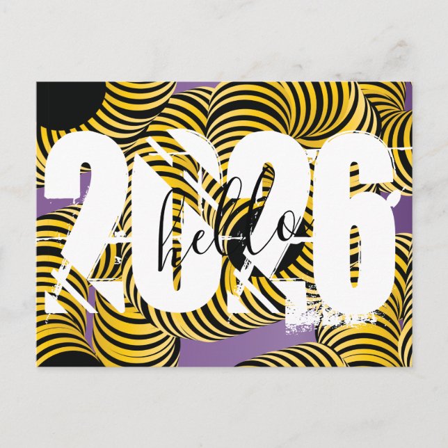 2026 Nyårs Trippy Bold Font Vykort (Framsida)