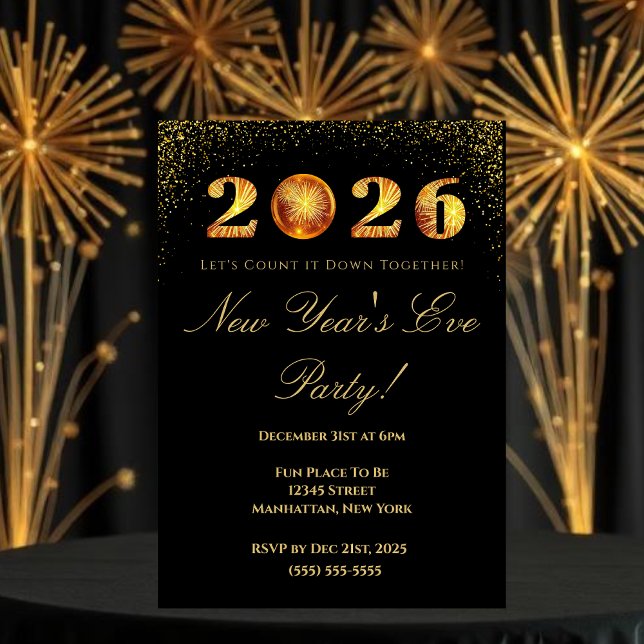 2026 Nyårsfest Inbjudningar (2026 New Year's Eve Party Invitation)
